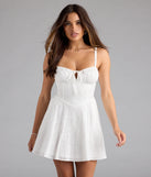 Shine with confidence, elegance, and standout style in the Extra Dose Of Cuteness Lace-Up Skater Dress—a white graduation dress designed with a fresh silhouette and the latest trends.
