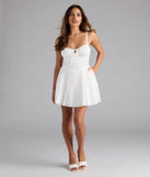 Shine with confidence, elegance, and standout style in the Extra Dose Of Cuteness Lace-Up Skater Dress—a white graduation dress designed with a fresh silhouette and the latest trends.