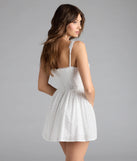 Shine with confidence, elegance, and standout style in the Sweetest Style Lace-Up Eyelet Skater Dress—a white graduation dress designed with a fresh silhouette and the latest trends.