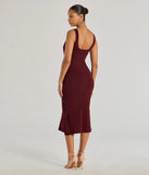 Celebrate the special day in the Timelessly Chic Sleeveless Flared Midi Dress, a burgundy country wedding guest dress with soft, romantic details that blend charm and sophistication.