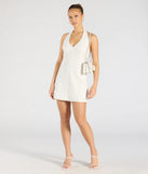 Shine with confidence, elegance, and standout style in the Chic Event Halter A-Line Mini Dress—a white graduation dress designed with a fresh silhouette and the latest trends.