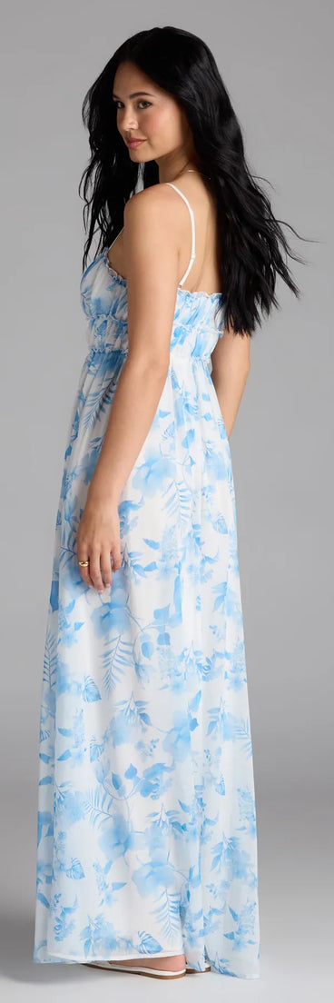 Soak up the season in the Sweet Beauty Floral A-Line Chiffon Maxi Dress, a white sundress styled for easy days, outdoor plans, and everything in between.