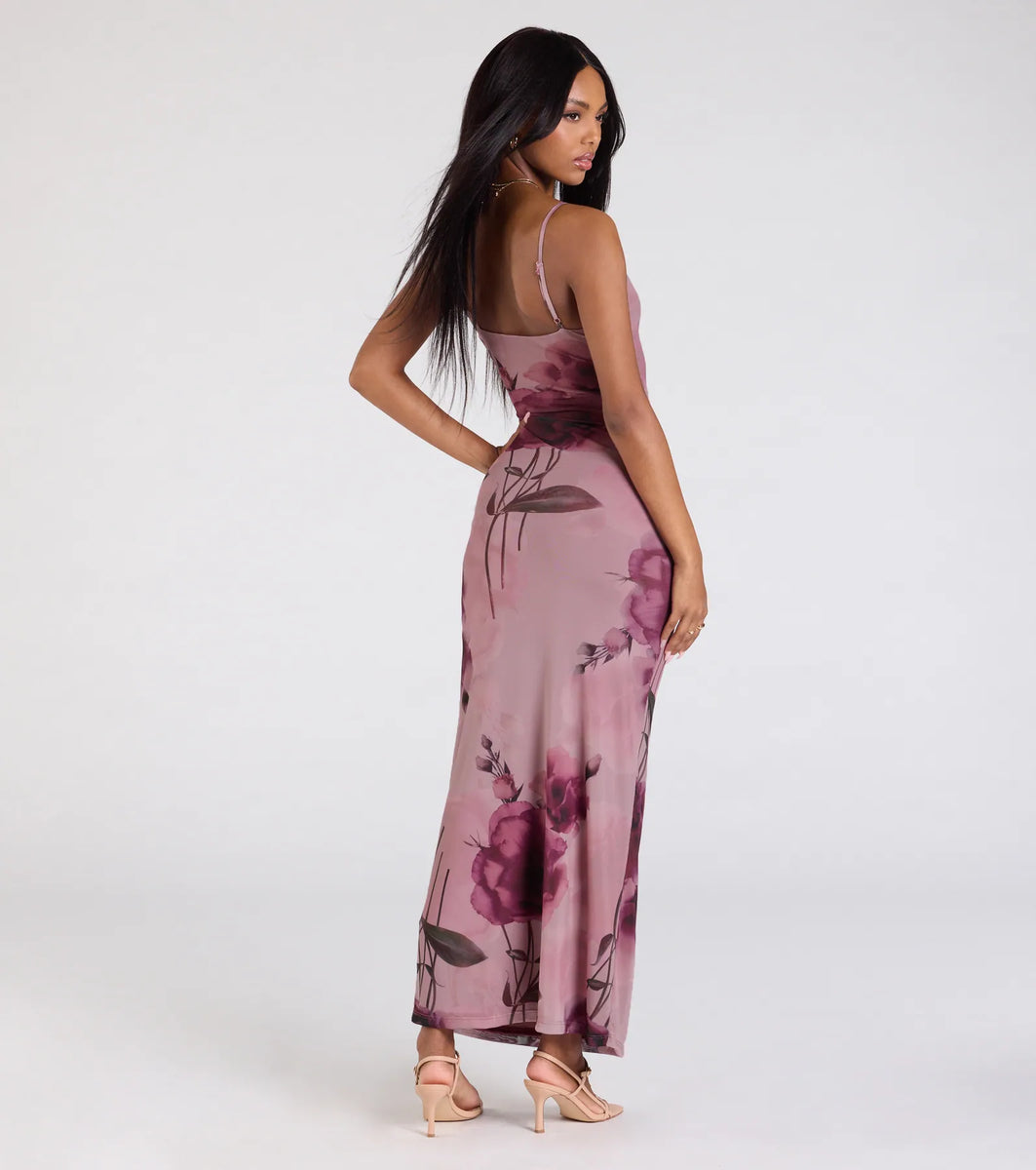 Love Language Floral Print Mesh Maxi Dress & Windsor