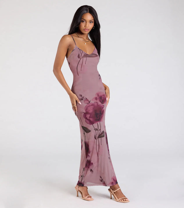 Love Language Floral Print Mesh Maxi Dress | Windsor