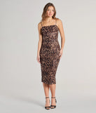 With its mid-calf hem and popular flattering fit, the On The Hunt Loepard Bodycon Midi Dress in brown nails the balance of trend and ease, redefining go-to midi dresses for any occasion.