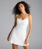 Feel confident and photo-ready in the Sweet Sensation Lace A-Line Mini Dress, a white graduation dress perfect for 2025 ceremonies and parties.