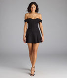 Shine with confidence, elegance, and standout style in the Classic Babe Off-The-Shoulder A-Line Mini Dress—a black graduation dress designed with a fresh silhouette and the latest trends.
