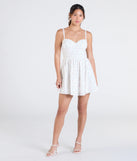 Shine with confidence, elegance, and standout style in the One Cute Day Floral Skater Mini Dress—a ivory graduation dress designed with a fresh silhouette and the latest trends.