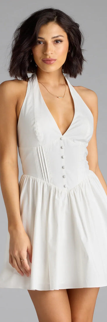 Shine with confidence, elegance, and standout style in the Sweet Silhouette Drop Waist Skater Dress—a white graduation dress designed with a fresh silhouette and the latest trends.