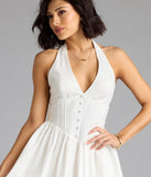 Shine with confidence, elegance, and standout style in the Sweet Silhouette Drop Waist Skater Dress—a white graduation dress designed with a fresh silhouette and the latest trends.
