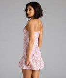 Whether you're headed to brunch or running errands, the Speechless Strapless Floral Ruffle Mini Dress in pink delivers effortless style in a breathable, go-to casual dress.