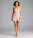 Whether you're headed to brunch or running errands, the Speechless Strapless Floral Ruffle Mini Dress in pink delivers effortless style in a breathable, go-to casual dress.