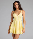 Soak up the season in the Cute Thing Tie-Back Eyelet Skater Dress, a yellow sundress styled for easy days, outdoor plans, and everything in between.