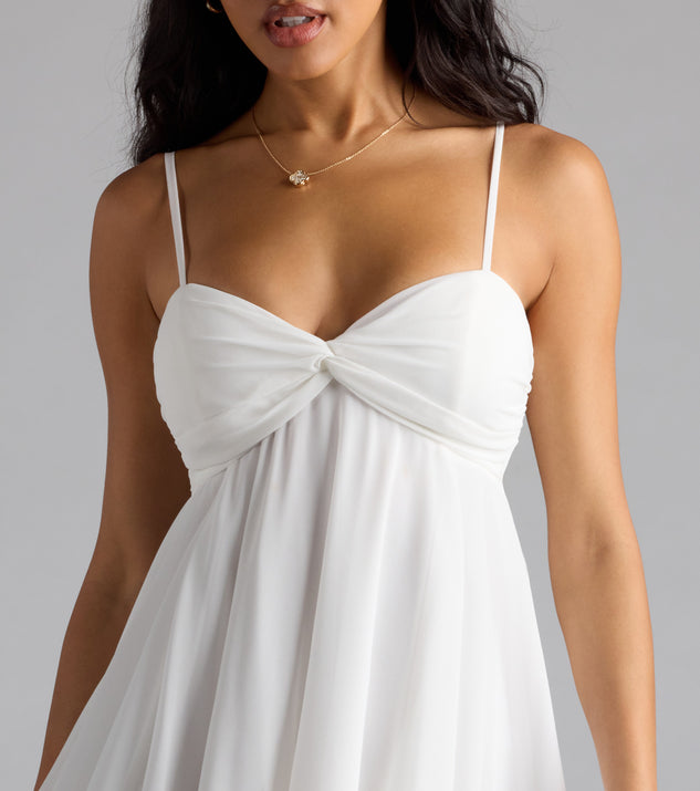 chiffon lace babydoll dress 1960s-1970s Chiffon & Lace Babydoll Mini Formal Dress, Small