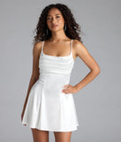 Shine with confidence, elegance, and standout style in the True Perfection Pleated Satin Skater Dress—a white graduation dress designed with a fresh silhouette and the latest trends.