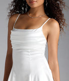 Own every entrance in the True Perfection Pleated Satin Skater Dress, a white party dress perfect for milestone birthdays and grad parties, or dancing through summer nights and unforgettable bachelorette celebrations.