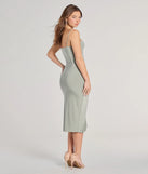 Celebrate the special day in the All Ruffled Up Bodycon Ruffle Midi Dress, a sage green country wedding guest dress with soft, romantic details that blend charm and sophistication.