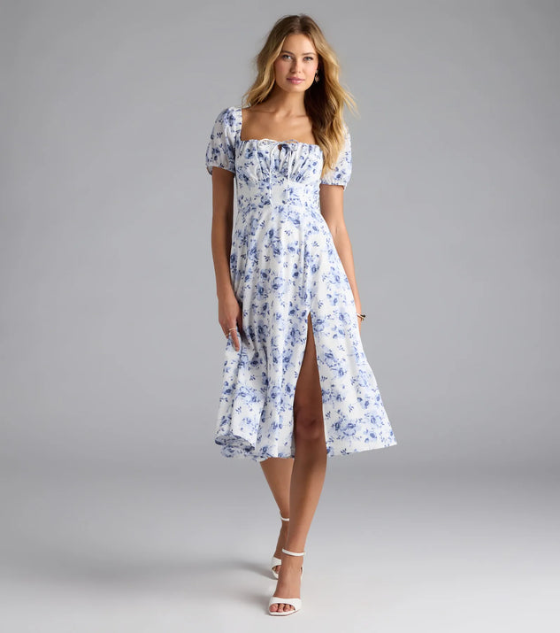 Shine with confidence, elegance, and standout style in the Charmingly Perfect Floral A-Line Midi Dress—a white graduation dress designed with a fresh silhouette and the latest trends.