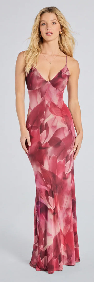 Make a bold statement in the Paradise Beauty Floral Mesh Maxi Dress in plum, the perfect summer dress for weddings, cocktail hours, nights out, and/or seasonal celebrations.