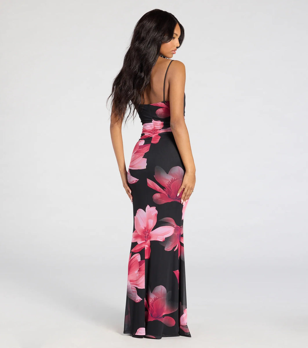 Jinx Resort Flowy V Neck Long Sleeve Floral Print Woven Maxi Dress main image 1