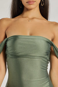 classics lover off the shoulder satin a line mini dress Off-The-Shoulder A-Line Windsor Classics Lover Off-The-Shoulder Satin