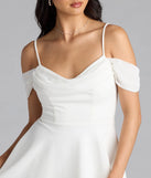 Shine with confidence, elegance, and standout style in the Sweet Touch Cold Shoulder Crepe Skater Dress—a ivory graduation dress designed with a fresh silhouette and the latest trends.