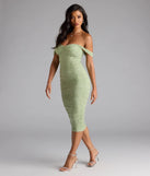 Pearl Babe Off-The-Shoulder Midi Dress