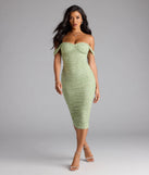 Pearl Babe Off-The-Shoulder Midi Dress