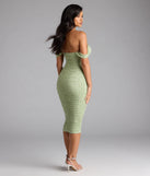 Pearl Babe Off-The-Shoulder Midi Dress