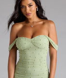 Pearl Babe Off-The-Shoulder Midi Dress