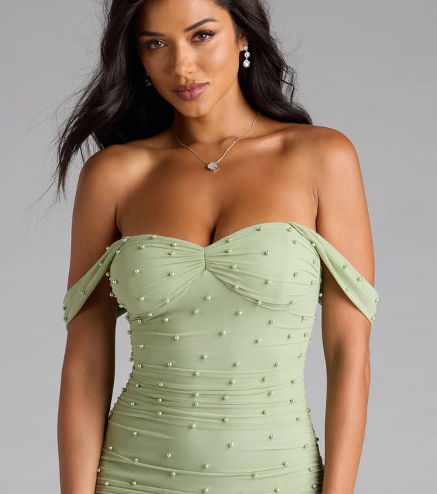 Pearl Babe Off-The-Shoulder Midi Dress | Windsor