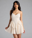 Shine with confidence, elegance, and standout style in the Fairytale Daze Strappy Back Chiffon Skater Dress—a ivory graduation dress designed with a fresh silhouette and the latest trends.