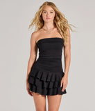 Shine with confidence, elegance, and standout style in the Ruffle It Up Strapless Mini Dress—a black graduation dress designed with a fresh silhouette and the latest trends.
