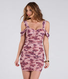 Own every entrance in the Stylish Blooms Floral Mesh Cold-Shoulder Mini Dress, a mauve party dress perfect for milestone birthdays and grad parties, or dancing through summer nights and unforgettable bachelorette celebrations.