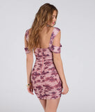 Flaunt your silhouette in the tight Stylish Blooms Floral Mesh Cold-Shoulder Mini Dress in mauve, a bodycon dress that empowers your look with bold style and effortless edge.