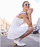 Flirty Girlie Lace-Up A-Line Mini Dress