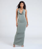 Flaunt your silhouette in the tight True Showstopper Open Back Bodycon Maxi Dress in sage green, a bodycon dress that empowers your look with bold style and effortless edge.