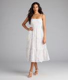 Shine with confidence, elegance, and standout style in the My Cute Side Tie-Back Floral Eyelet Midi Dress—a white graduation dress designed with a fresh silhouette and the latest trends.