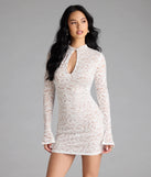 Flaunt your silhouette in the tight Looking Lovely Lace Bell Sleeve Mini Dress in white, a bodycon dress that empowers your look with bold style and effortless edge.
