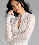 Flaunt your silhouette in the tight Looking Lovely Lace Bell Sleeve Mini Dress in white, a bodycon dress that empowers your look with bold style and effortless edge.