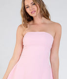 Feel confident and photo-ready in the Cute Moment Strapless A-Line Crepe Mini Dress, a pink graduation dress perfect for 2025 ceremonies and parties.
