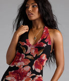 Gorgeous Soul Floral Halter Bodycon Maxi Dress