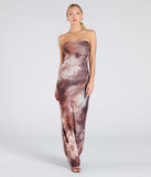 Make a bold statement in the Make Your Debut Strapless Abstract Mesh Maxi Dress in brown, the perfect spring dress for weddings, cocktail hours, nights out, and/or seasonal celebrations.