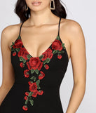 Rose Embroidered Bodycon Dress