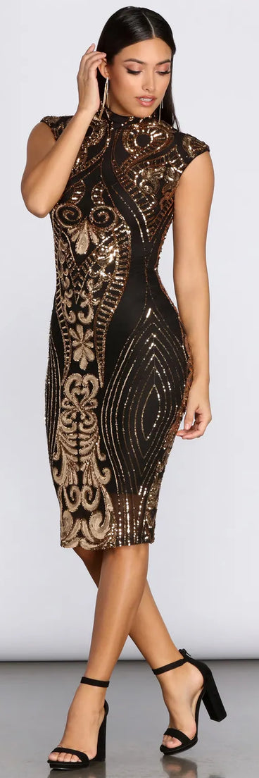 Sequin Diva Midi Dress