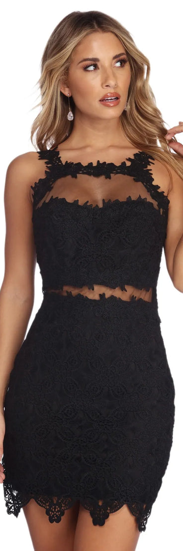 All Meshed With Lace Mini Dress