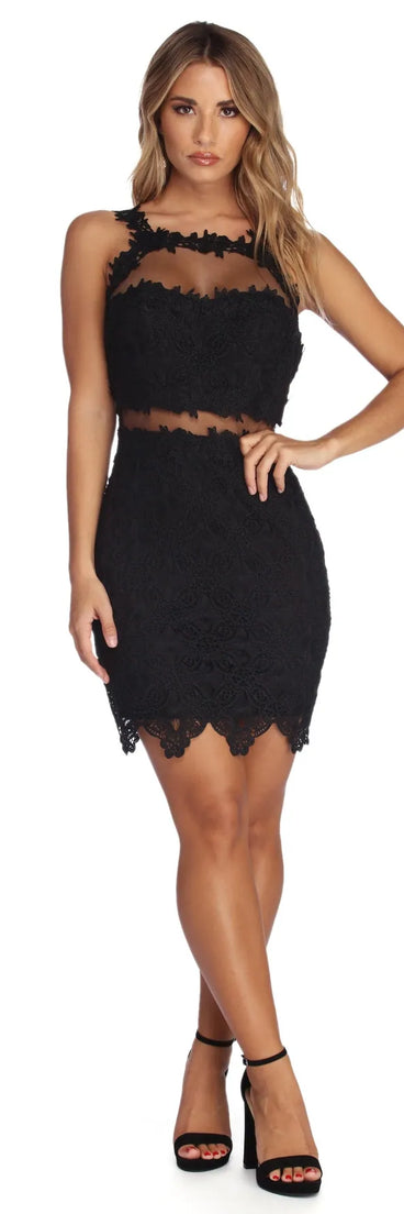 All Meshed With Lace Mini Dress
