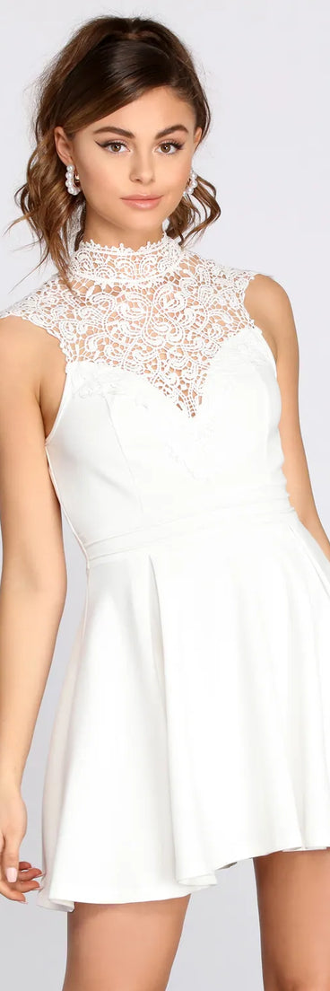 Lovely In Lace Scuba Skater Dress