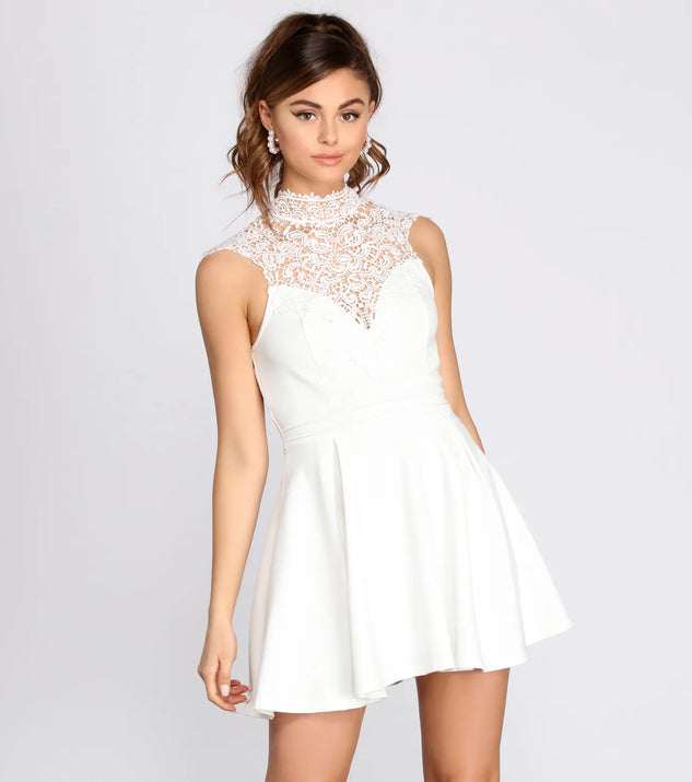 Lovely In Lace Scuba Skater Dress