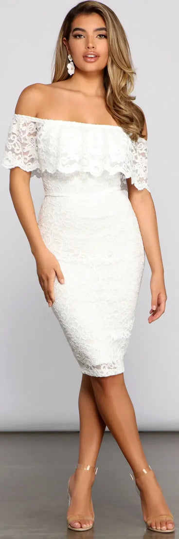 Stunner In Lace Midi Dress